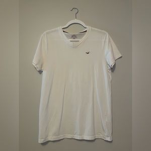 Mens Hollister V-Neck White Shirt - Size Small - Gently Used